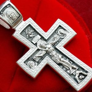 Authentic Fine Russian Jewelry Orthodox Crucifix Saint George Warrior Patron Silver 925. Made in Russia. B351