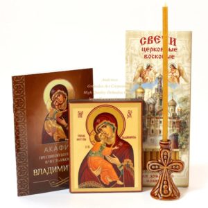 Orthodox Gift Set - Icon Of The Mother Of God Vladimir From Holy Dormition Pskovo-Petchersky Monastery. B347