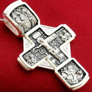 Archangel Michael Gabriel Icon Authentic Russian Orthodox Solid Silver 925 Cross St Nicholas Patron. B349