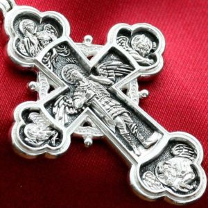 Archangel Michael Icon Russian Orthodox Christian Prayer Body Cross Silver 925. Made in Russia Elizaveta Inc. B270