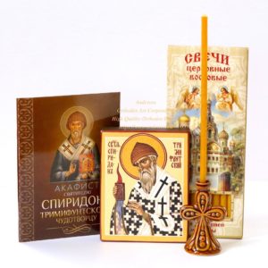 Orthodox Gift Set With The Icon Of St. Spyridon Trimythous From Holy Dormition Pskovo-Petchersky Monastery. B190
