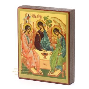 Icon Of The Holy Trinity From Holy Dormition Pskovo-Petchersky Monastery. HandMade Wood ( 11cm X 9cm ). B134
