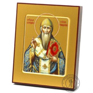 Spyridon the Wonderworker of Trymithous Orthodox Wood Icon Handmade Work From St Daniel Monastery, Blessed. B481