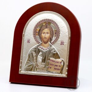 Orthodox Icon Lord Jesus Christ Pantocrator, Silver Plated 999. B490
