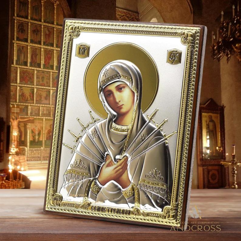 Mother Of God Seven Arrows. Wooden Orthodox Icon Silver Plated .999 Oklad Riza ( 5.12″ X 7.1″ ) 13cm X 18cm. B375|Mother Of God Seven Arrows. Wooden Orthodox Icon Silver Plated .999 Oklad Riza ( 5.12″ X 7.1″ ) 13cm X 18cm. B375|Mother Of God Seven Arrows. Wooden Orthodox Icon Silver Plated .999 Oklad Riza ( 5.12″ X 7.1″ ) 13cm X 18cm. B375|Mother Of God Seven Arrows. Wooden Orthodox Icon Silver Plated .999 Oklad Riza ( 5.12″ X 7.1″ ) 13cm X 18cm. B375|Mother Of God Seven Arrows. Wooden Orthodox Icon Silver Plated .999 Oklad Riza ( 5.12″ X 7.1″ ) 13cm X 18cm. B375|Mother Of God Seven Arrows. Wooden Orthodox Icon Silver Plated .999 Oklad Riza ( 5.12″ X 7.1″ ) 13cm X 18cm. B375