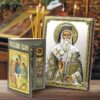 Saint Nektarios Orthodox Wooden Icon Silver Plated 999 Handmade