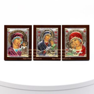 Set of 3 Small Russian Orthodox Icons Mother of God Amolyntos