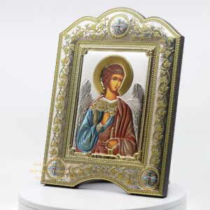 The Great Miraculous Christian Orthodox Silver Icon - The Guardian Angel. 21cmx28cm Gold and silver version. Colored Version. B104