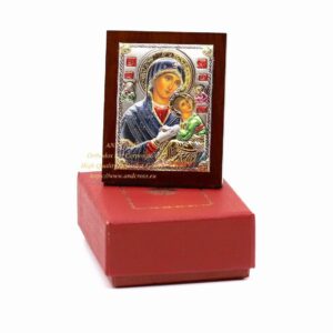 Small Russian Orthodox Icon Holy Virgin Mary Panagia Amolyntos. Silver Plated .999 ( 6cm X 4cm ). B119