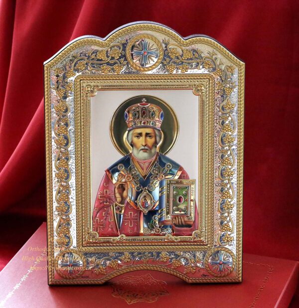 Orthodox silver Icon - The Saint Nicholas wonderworker - Image 3