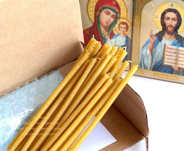 Monastery Russian Orthodox Church, Quality 24 Wax Candles, Ceramic Holder, 2 icon cards, Gift Set. B470 - Image 3