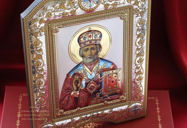 Orthodox silver Icon - The Saint Nicholas wonderworker - Image 4