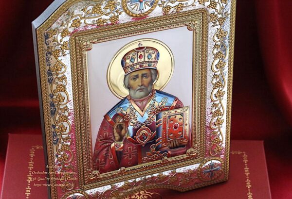 Orthodox silver Icon - The Saint Nicholas wonderworker - Image 9