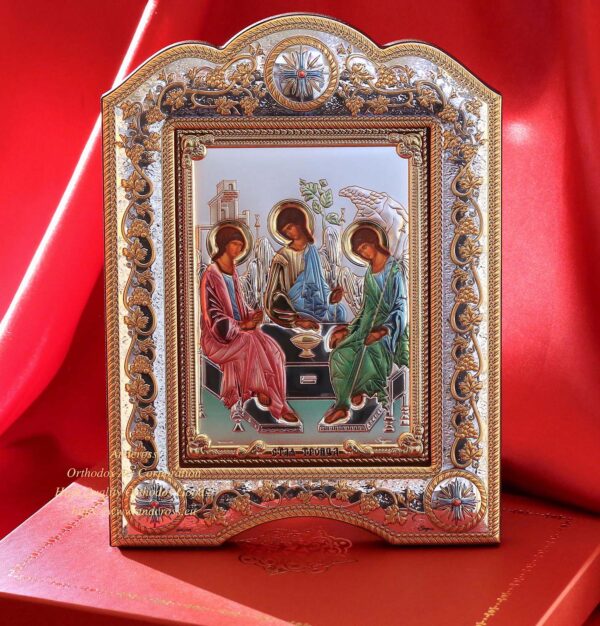 The great miraculous christian orthodox silver Icon - The Saint Trinity - Image 5