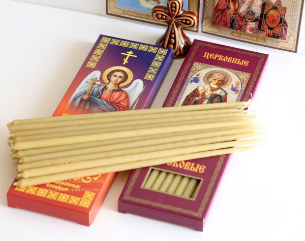 Gift Set Monastery Russian Orthodox Church Quality Wax Candles, Ceramic Holder, 2 icon cards. B468 - Image 5