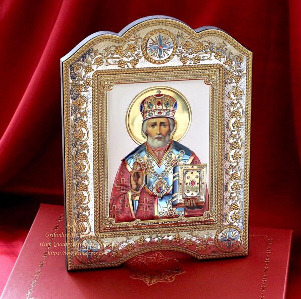 Orthodox silver Icon - The Saint Nicholas wonderworker - Image 14