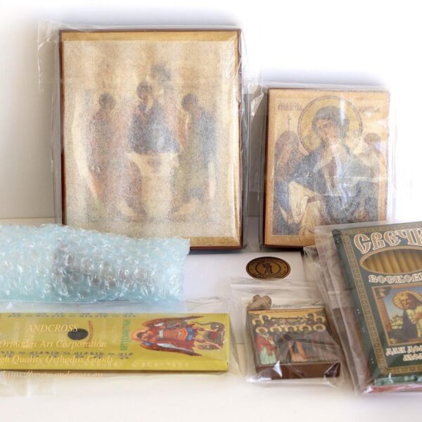 Gift Set, Monastery Russian Orthodox Church, Quality Wax Candles, Ceramic Holder, Wooden Icons, 8 special Items. B464 - Image 7