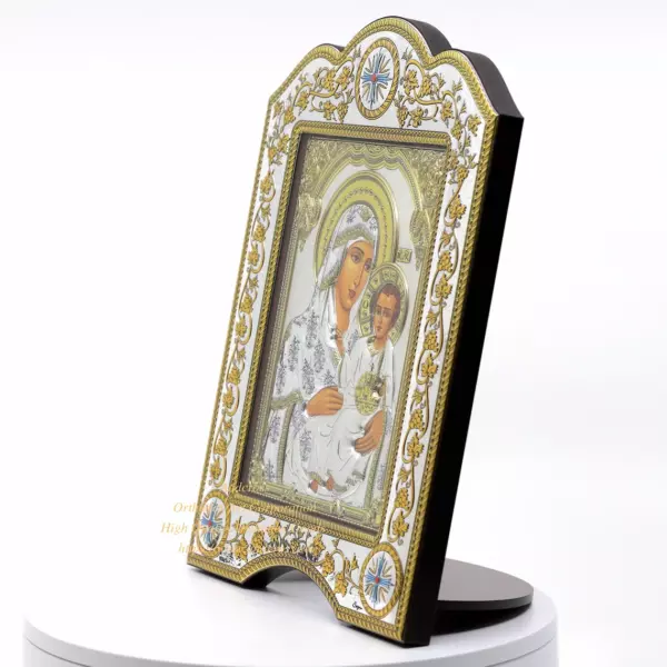 Silver icon Of Virgin Mary Of Jerusalem, The Christian Orthodox icon 21cmx28cm, Silver Plated 999/Frame with glass, Handmade, Gift box. - Image 6