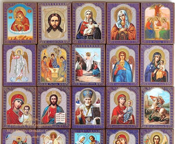 Set of 34 Small Wooden Christian Icons - Image 3