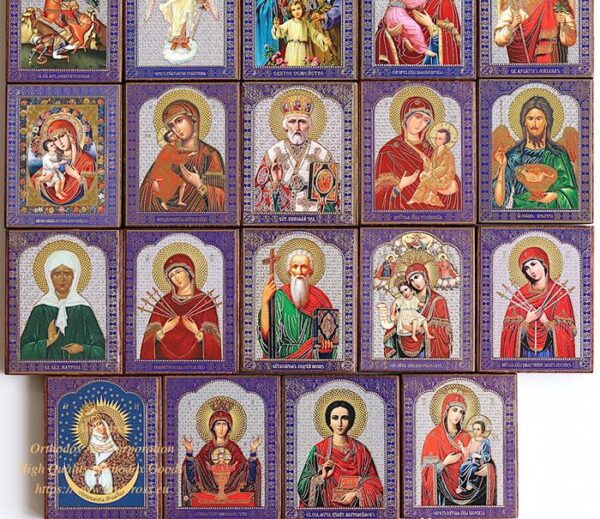 Set of 34 Small Wooden Christian Icons - Image 4