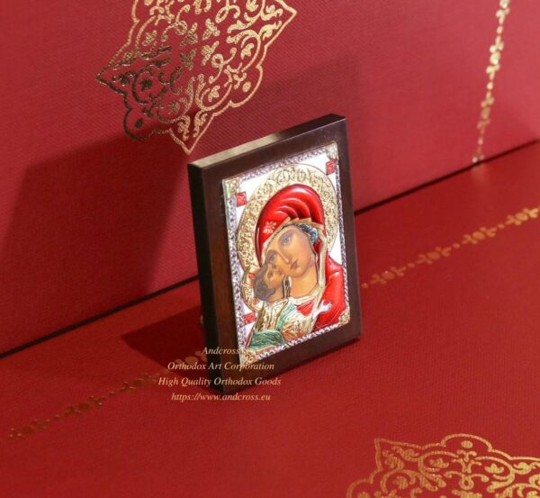 SilverPlated.999 Orthodox Icons Lord Jesus Christ. Mother of God Kazan. Mother of God Vladimir. Set of 3 icons. ( 6.4cm X 5cm ). B354 - Image 5