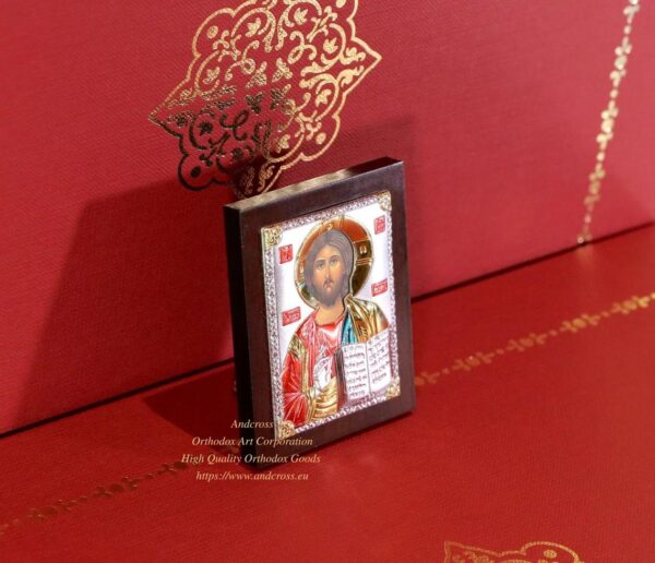 SilverPlated.999 Orthodox Icons Lord Jesus Christ. Mother of God Kazan. Mother of God Vladimir. Set of 3 icons. ( 6.4cm X 5cm ). B354 - Image 3