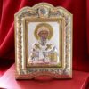 The Great Miraculous Christian Orthodox Silver Icon - The Saint Spyridon Bishop of Trimythous 21x28/Gold and silver version/Frame with glass. B251 - Image 4