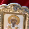 The Great Miraculous Christian Orthodox Silver Icon - The Saint Spyridon Bishop of Trimythous 21x28/Gold and silver version/Frame with glass. B251 - Image 5