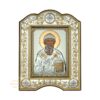 The Great Miraculous Christian Orthodox Silver Icon - The Saint Spyridon Bishop of Trimythous 21x28/Gold and silver version/Frame with glass. B251 - Image 3