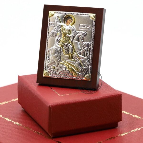 Gift Set + Brochure. Lord Jesus Christ. Mother of God Kazan. Mother of God Vladimir. Holy Family. St George. icons(6.4cm X 5cm)Silver Plated. B379 - Image 4