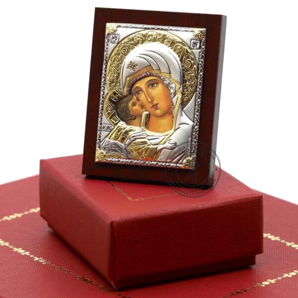 Gift Set + Brochure. Lord Jesus Christ. Mother of God Kazan. Mother of God Vladimir. Holy Family. St George. icons(6.4cm X 5cm)Silver Plated. B379 - Image 8