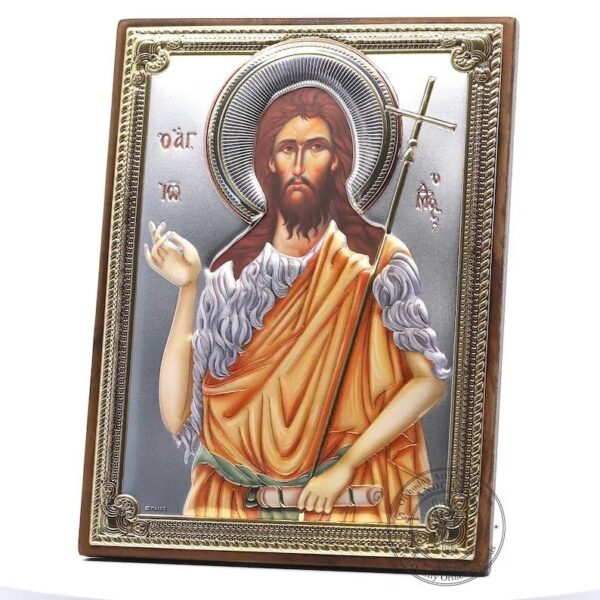 Saint John The Baptist Christian Orthodox Icon Silver Plated 999 Handmade, Christian Silver Handmade Icon, Gift box. B411 - Image 3