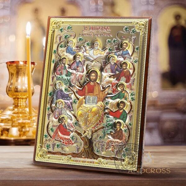 Tree Of Life Christian Orthodox Icon Silver Plated 999 Handmade Gift case. B406