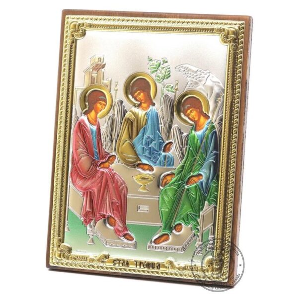 The Holy Trinity, The Trinity Icon, Set of 12 rare Postcards With Icons, Silver-Plated Orthodox Icon, handmade, coloured 999 silver plating. B402 - Image 2