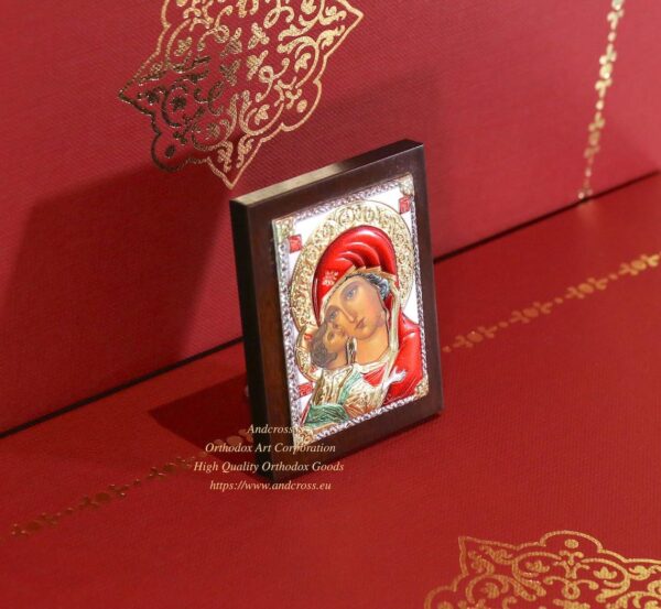 Set of 3 Small Russian Orthodox Icons Lord Jesus Christ Mother of God Kazan Mother of God Vladimir. Silver Plated .999. B260 - Image 4