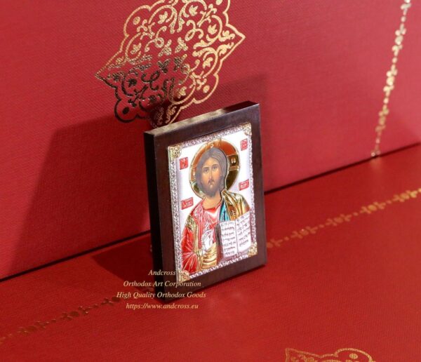 Set of 3 Small Russian Orthodox Icons Lord Jesus Christ Mother of God Kazan Mother of God Vladimir. Silver Plated .999. B260 - Image 3