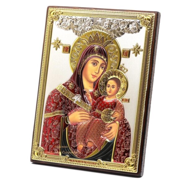 Orthodox Wooden Icon of Virgin Mary of Bethlehem, Christian icon, Handmade, Orthodox home decor 999 Silver, coloured, Gift case. B155 - Image 2