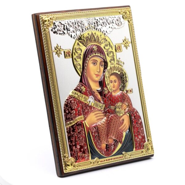 Orthodox Wooden Icon of Virgin Mary of Bethlehem, Christian icon, Handmade, Orthodox home decor 999 Silver, coloured, Gift case. B155 - Image 3