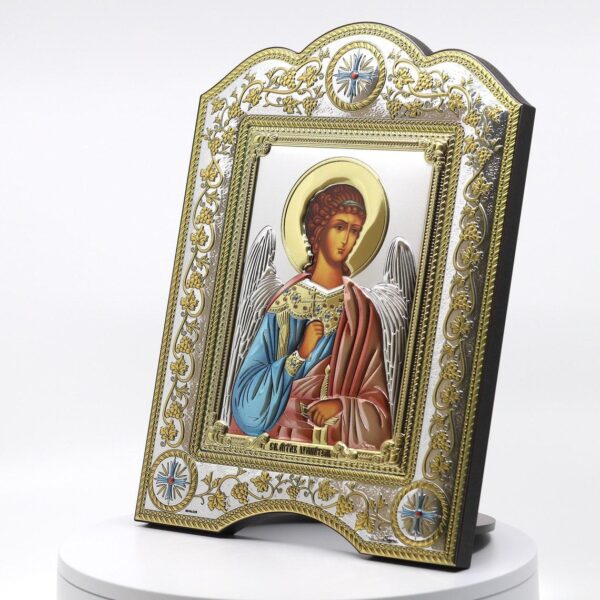 The Great Miraculous Christian Orthodox Silver Icon - The Guardian Angel. 21cmx28cm Gold and silver version. Colored Version. B104 - Image 2