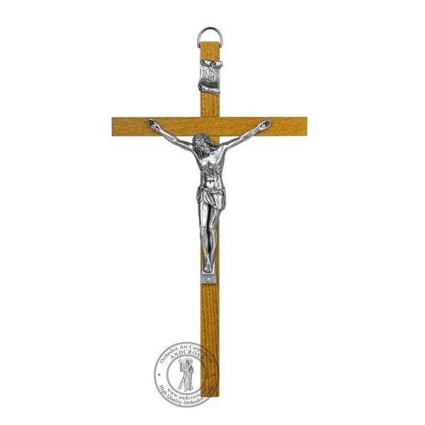 Christian Wooden Wall Cross Silver Plated .999 ( 9.6" X 4.4" ) 24cm X 11cm. B283