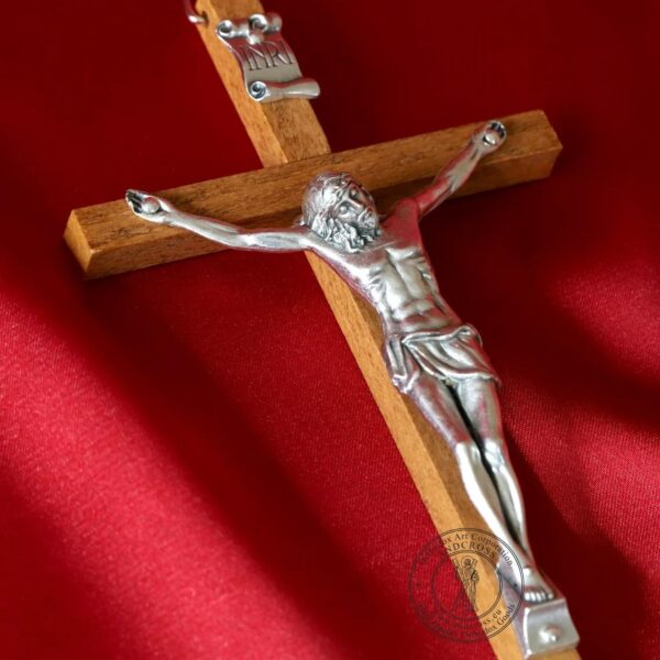 Christian Wooden Wall Cross Silver Plated .999 ( 9.6" X 4.4" ) 24cm X 11cm. B283 - Image 2