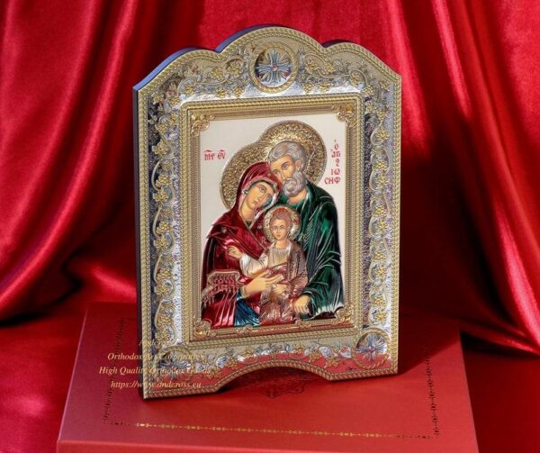 The Great Miraculous Christian Orthodox Silver Icon - The Holy Family 21x28 Gold and silver version/Coloured version. B271 - Image 2