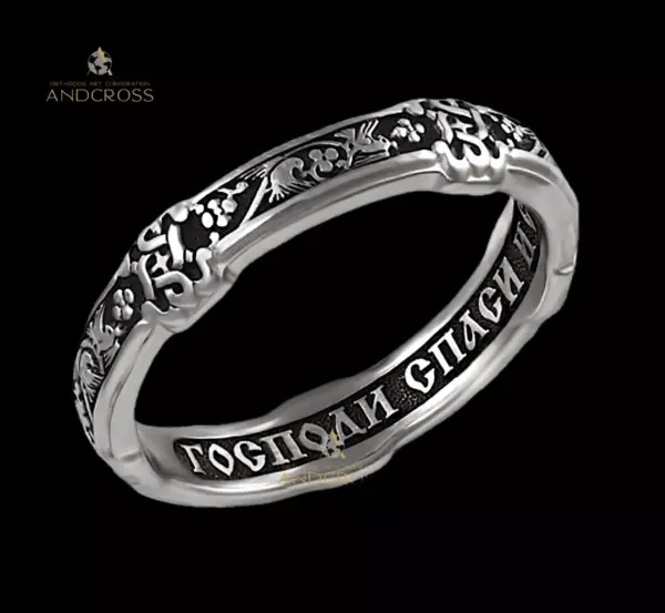 Prayer Save And Protect Orthodox Silver 925 Ring , Russian Language, Russian Orthodox ring, Saint Bird Image - Image 3