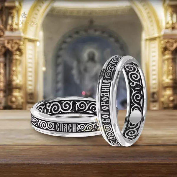 Mother of God Prayer Silver 925 Orthodox Christian Band , New Church Authentic Ring