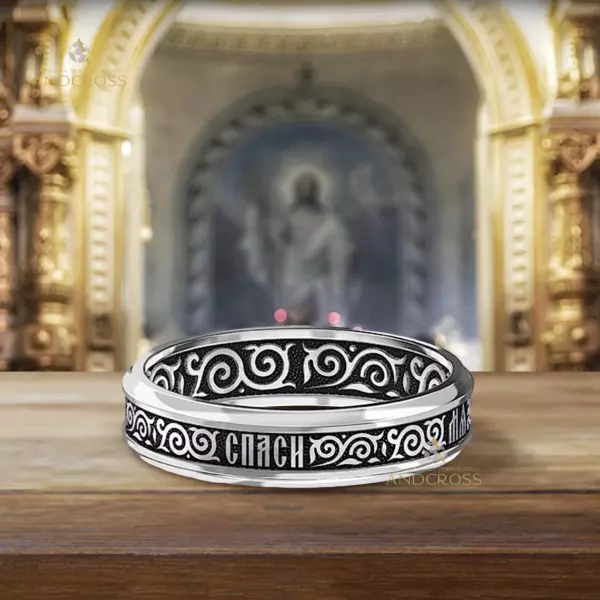 Mother of God Prayer Silver 925 Orthodox Christian Band , New Church Authentic Ring - Image 2