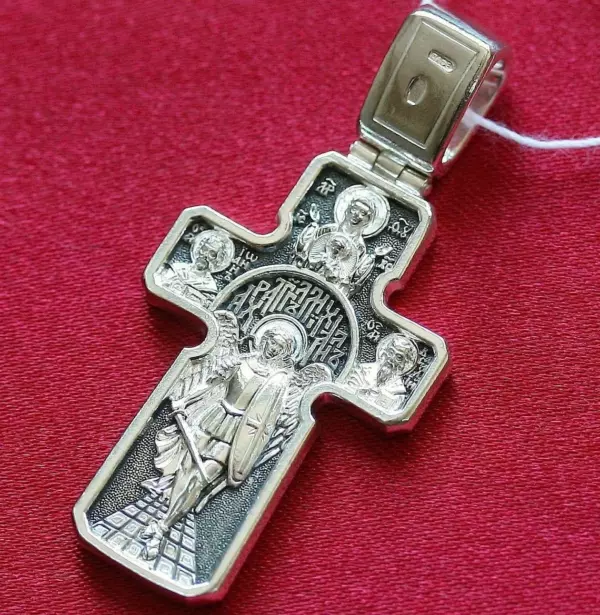 Archangel Michael Patron Sterling Silver 925 Serbian Greek Orthodox Prayer Cross. Save Protect - Image 3