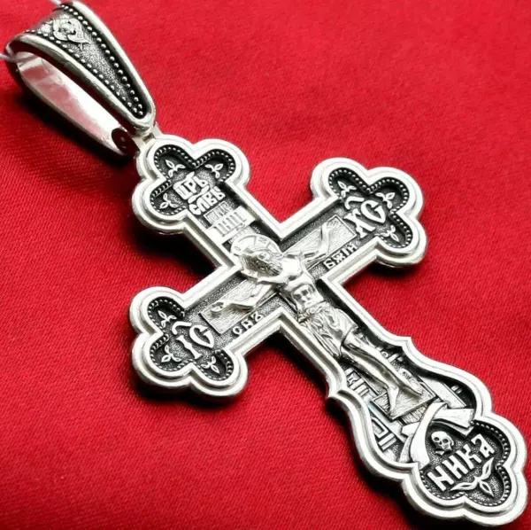 Big Russian Greek Orthodox Icon Body Coss Silver 925. Save And Protect Prayer. Made in Russia Elizaveta Factory - Image 2