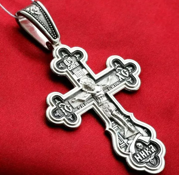 Big Russian Greek Orthodox Icon Body Coss Silver 925. Save And Protect Prayer. Made in Russia Elizaveta Factory - Image 3