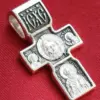 Archangel Michael Patron Sterling Silver 925 Greek Orthodox Prayer Cross. Save Protect