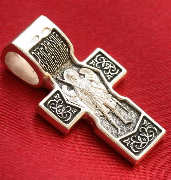 Archangel Michael Patron Sterling Silver 925 Greek Orthodox Prayer Cross. Save Protect - Image 4